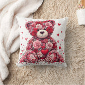 Personalized Name Valentine’s Day Floral Bear  Kussen (Deken)