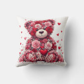 Personalized Name Valentine’s Day Floral Bear  Kussen (Achterkant)