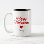 Personalized name Valentine's day  Tweekleurige Koffiemok (Links)