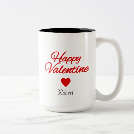 Personalized name Valentine's day  Tweekleurige Koffiemok (Rechts)