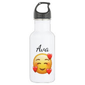 Personalized Name Water Bottle with Hearts Emoji Waterfles (Voorkant)