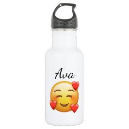 Personalized Name Water Bottle with Hearts Emoji Waterfles