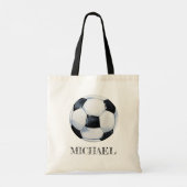 Personalized Name  Watercolor Soccer Ball Football Tote Bag (Achterkant)