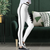 Personalized Name White And Black Stripes Fun Gift Leggings