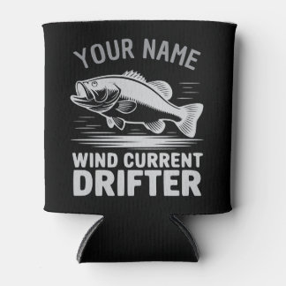 Personalized Name Wind Current Drifter Bass Fish Blikjeskoeler