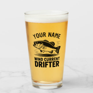 Personalized Name Wind Current Drifter Bass Fish Glas