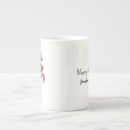 Personalized name Xmas reindeer cute cartoon Porselein Kop