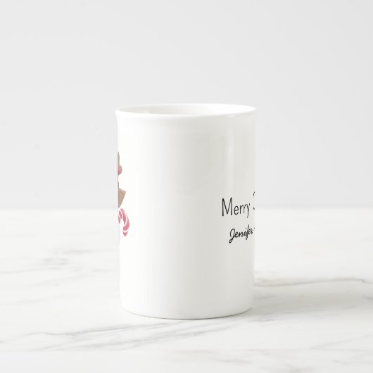 Personalized name Xmas reindeer cute cartoon Porselein Kop (Voorkant)