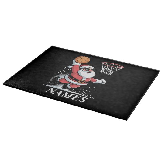 Personalized Name Xmas Santa Dunking Basketball Snijplank (Hoek)