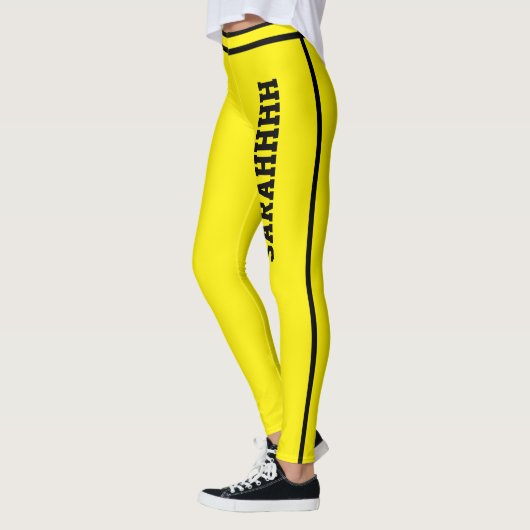 Personalized Name Yellow Black Stripes Fun Gift Leggings (Links)