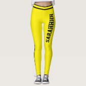 Personalized Name Yellow Black Stripes Fun Gift Leggings (Voorkant)