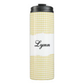 Personalized Name yellow Gingham Pattern Thermosbeker (Voorkant)