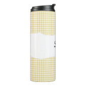 Personalized Name yellow Gingham Pattern Thermosbeker (Gedraaid links)