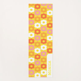 Personalized name yellow orang flowers pattern yogamat