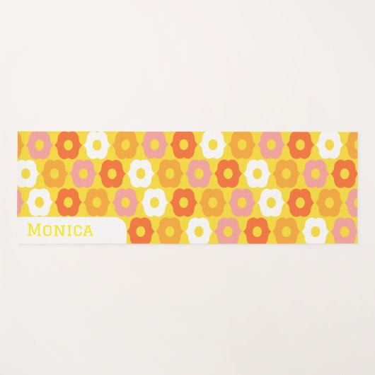 Personalized name yellow orang flowers pattern yogamat (Voorkant (horizontaal))