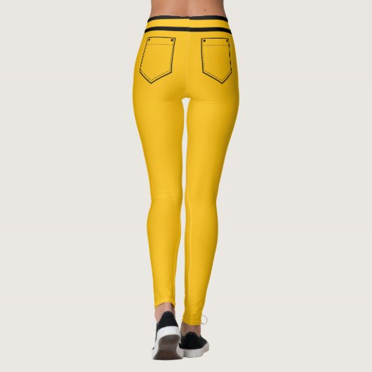 Personalized Name Yellow Orange Black Stripes Gift Leggings (Achterkant)