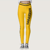 Personalized Name Yellow Orange Black Stripes Gift Leggings (Voorkant)