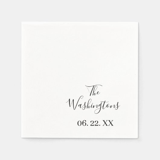 Personalized Named Dated Black & White Napkins Servet (Voorkant)
