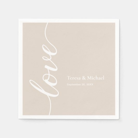 Personalized Names Love script Champagne Servet (Voorkant)