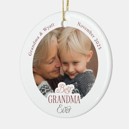 Personalized Names Photo Best Grandma Ever Keramisch Ornament (Links)