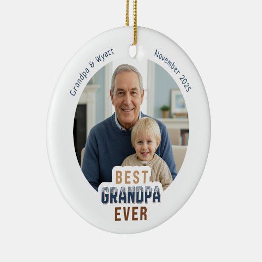 Personalized Names Photo Best Grandpa Ever Keramisch Ornament (Rechts)