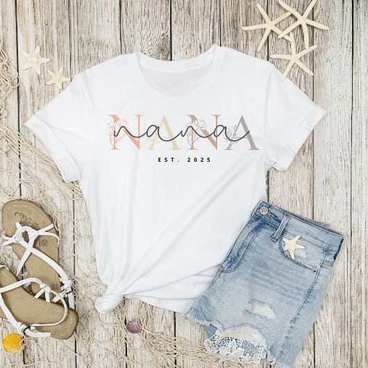 Personalized Nana Grandma Floral Elegance  T-shirt