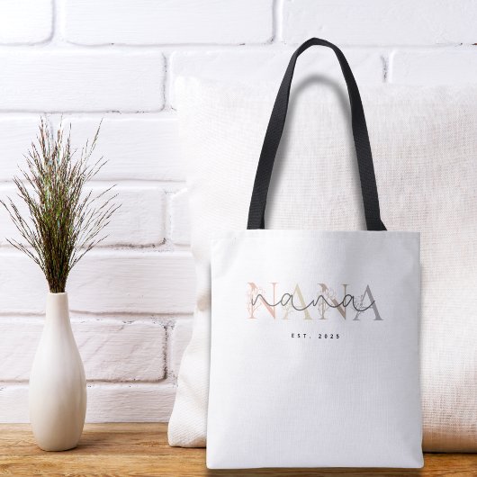 Personalized Nana Grandma Floral Elegance  Tote Bag