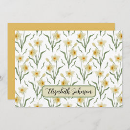 Personalized Narcissus Floral Note Card Notitiekaartje