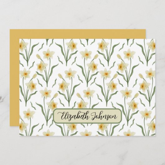 Personalized Narcissus Floral Note Card Notitiekaartje (Voorkant / Achterkant)