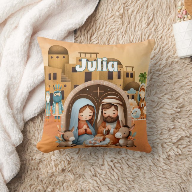 Personalized Nativity  Kussen (Deken)