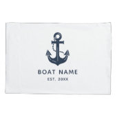 Personalized Nautical Anchor Boat Name Kussensloop (Achterkant)