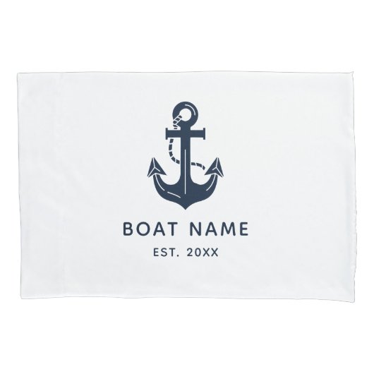 Personalized Nautical Anchor Boat Name Kussensloop (Voorkant)
