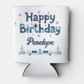 Personalized Nautical Birthday Can Cooler (Voorkant)