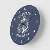 Personalized Nautical Captain Boat Name Anchor Ronde Klok (Hoek)