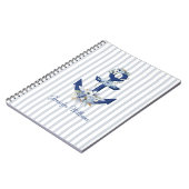 Personalized Nautical Floral Navy Stripes Notitieboek (Linkerzijde)
