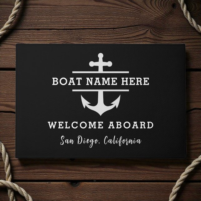 Personalized Nautical Welcome Aboard Anchor Deurmat (Creator heeft geüpload)