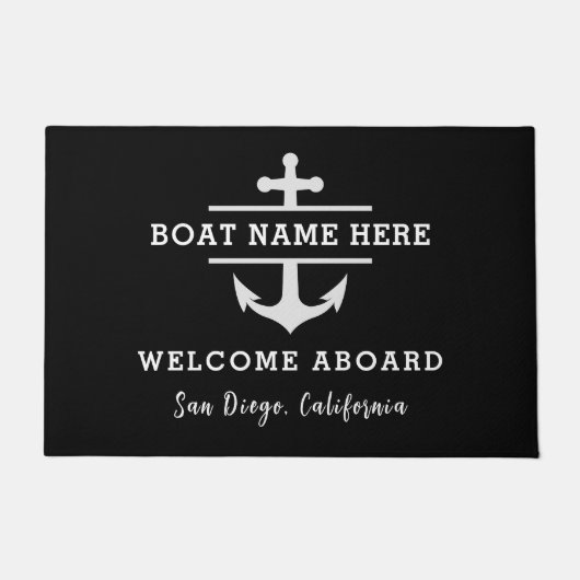 Personalized Nautical Welcome Aboard Anchor Deurmat (Voorkant)