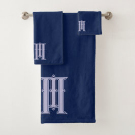 Personalized navy blue bad handdoek