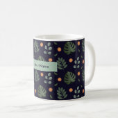 Personalized Navy Blue Botanical Floral Mug Koffiemok (Voorkant rechts)