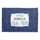 Personalized Navy Blue Floral Aesthetic Kussensloop (Achterkant-Links)