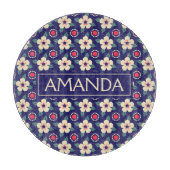 Personalized Navy Blue Floral Snijplank (Voorkant)