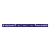 Personalized Navy Blue & Gold 60th Birthday Balloo Satijnen Lint (Voorkant)