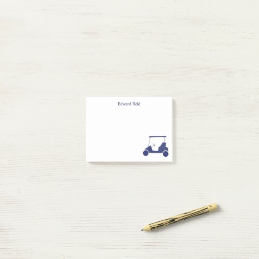 Personalized Navy Blue Golf Cart Post-it® Notes (Op bureau)