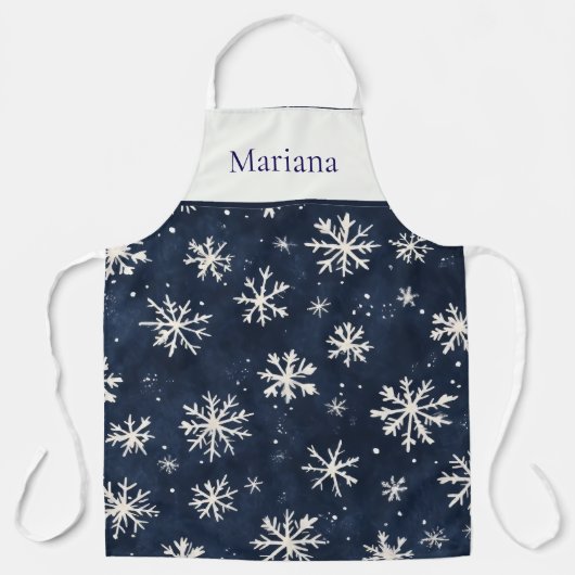 Personalized Navy Blue Snowflake Christmas Schort (Voorkant)