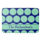 Personalized Navy Mint Polka Dot Pattern Modern  Badmat (Voorkant)