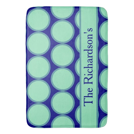 Personalized Navy Mint Polka Dot Pattern Modern  Badmat (Voorkant Verticaal)