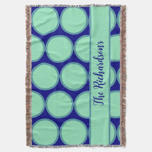 Personalized Navy Mint Polka Dot Pattern Modern  Deken (Voorkant Verticaal)