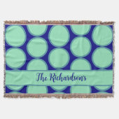 Personalized Navy Mint Polka Dot Pattern Modern  Deken (Voorkant)