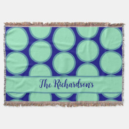 Personalized Navy Mint Polka Dot Pattern Modern Deken