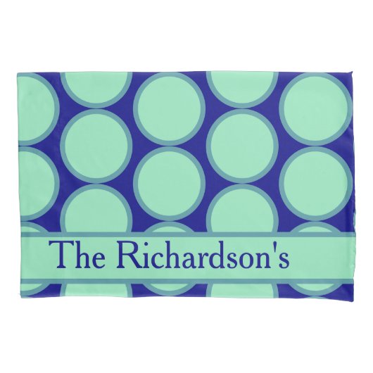 Personalized Navy Mint Polka Dot Pattern Modern  Kussensloop (Voorkant)